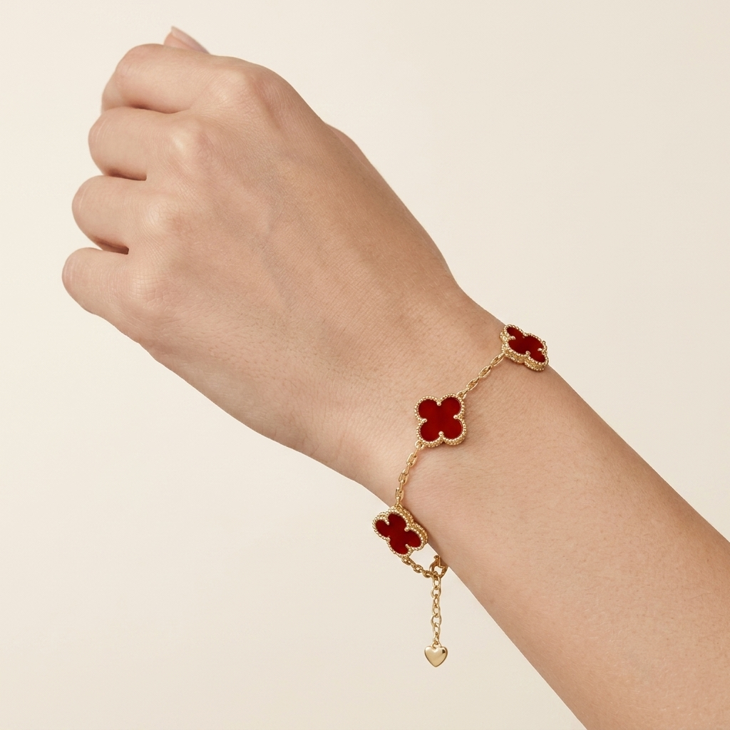 Filigranes Kleeblatt-Armband (Rot)
