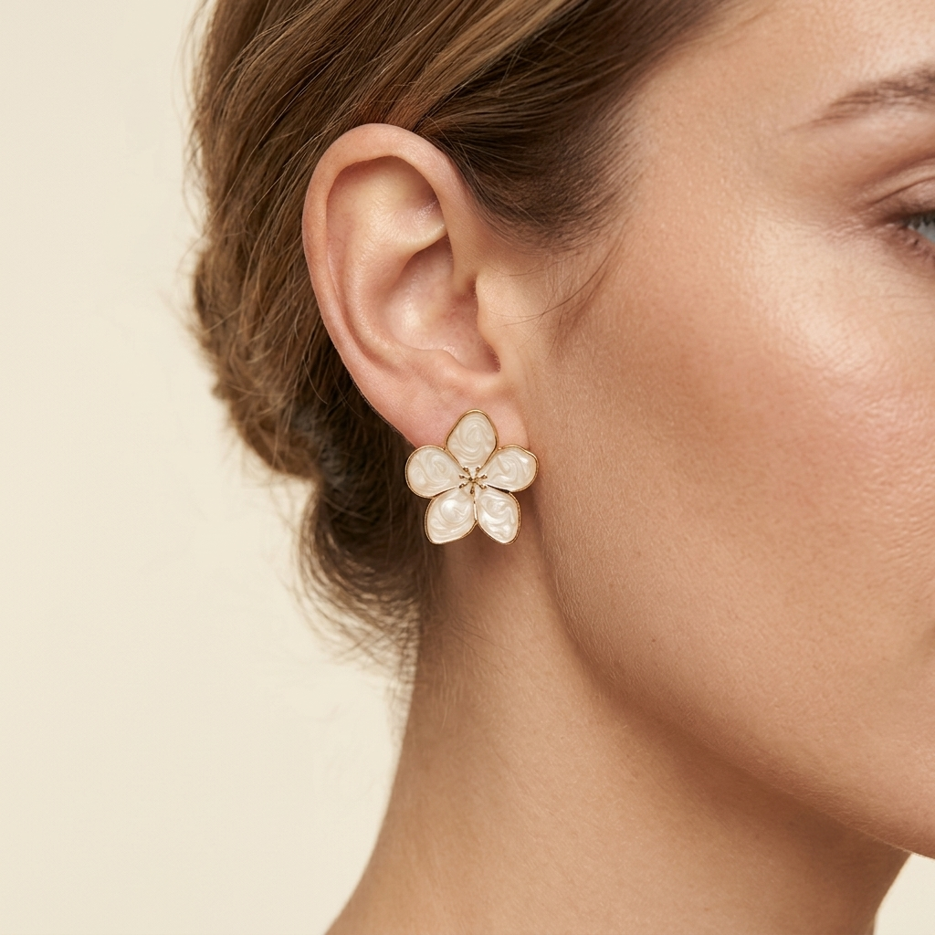 Statement-Ohrringe „Ivory Blossom“