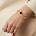 Kleeblatt-Armband Schwarz & Gold
