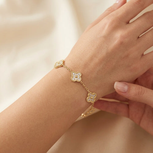 Filigranes Kleeblatt-Armband Gold