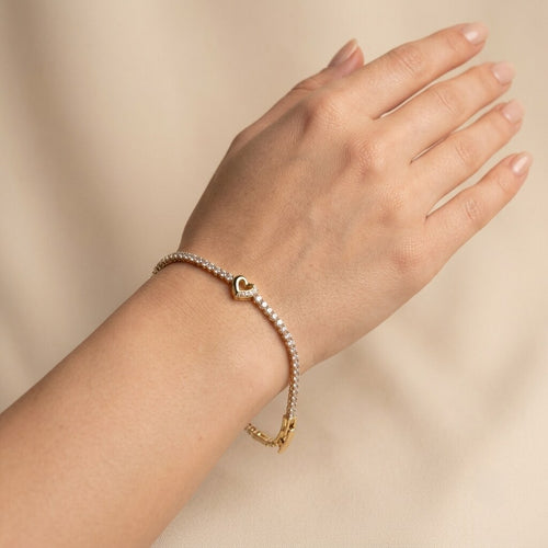 Feines Ankerarmband Gold mit Herz