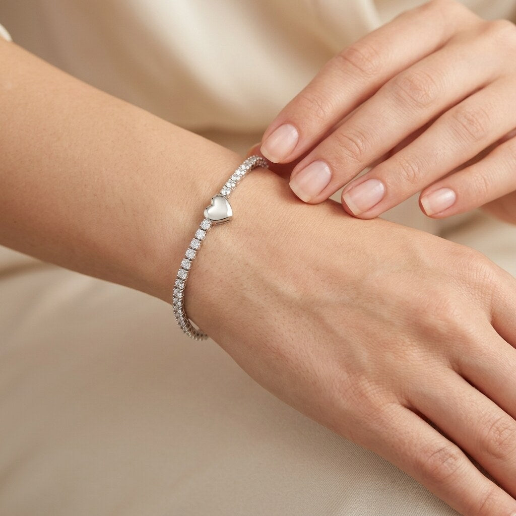 Tennisarmband Silber mit Herz