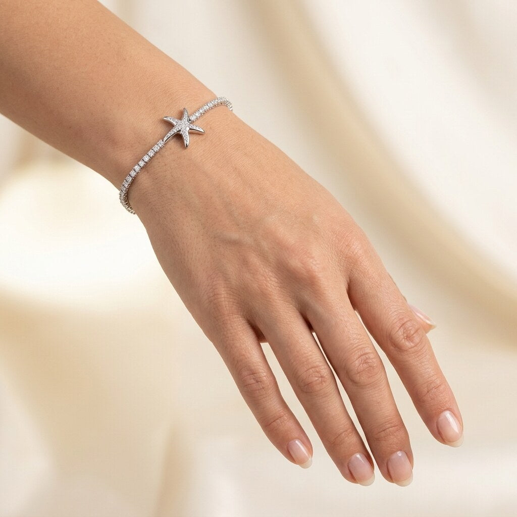 Tennisarmband Silber mit Seestern