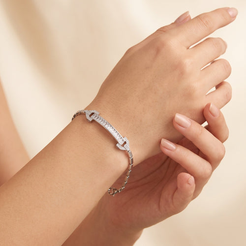 Baguette-Riegel Armband Silber