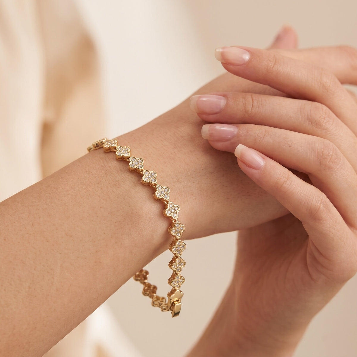 Kleeblatt-Gliederarmband Gold