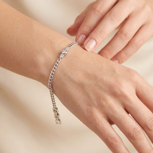 Feines Panzerarmband Silber mit Zirkonia