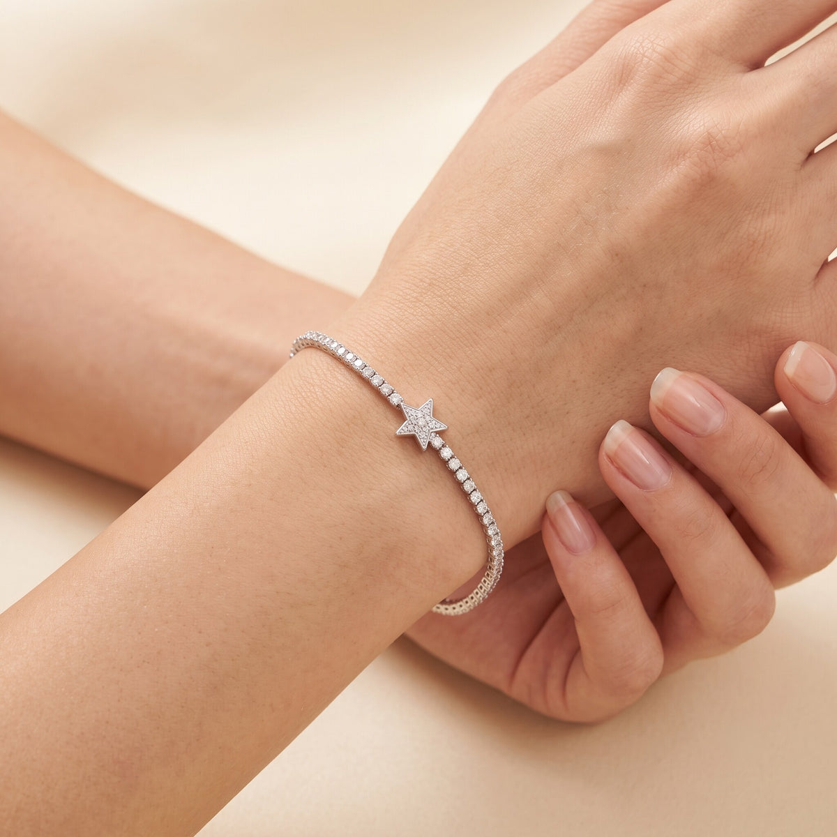 Tennisarmband Silber mit Stern-Motiv