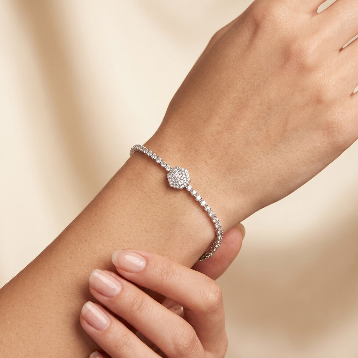 Tennisarmband Silber mit Pavé-Kreis