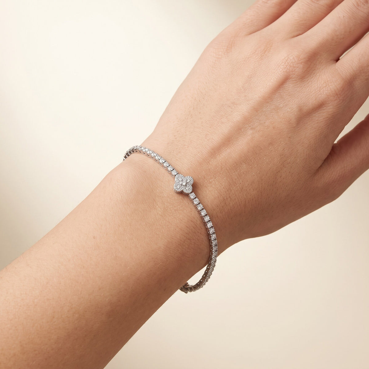 Tennisarmband Silber mit Blüte