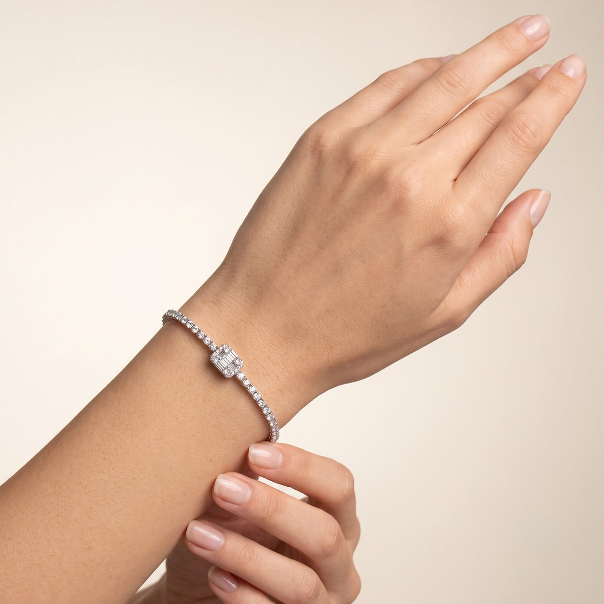 Tennisarmband Silber mit Riegel-Element